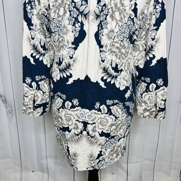 Soft Surroundings St Remy Floral Button Up Tunic Shirt Shacket Size Petite M - Picture 9 of 10